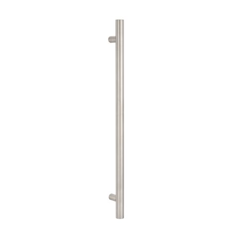 Vertical Heated Towel Rail 650mm (L) Single Bar – Brushed Nickel - Image 1