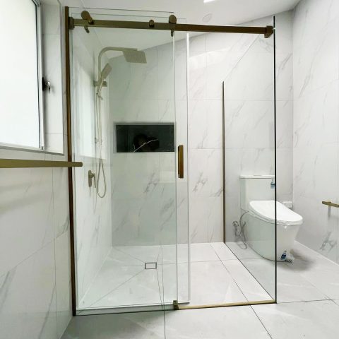 Frameless Shower Box 1200wx800dmm Rectangle  Brushed Gold - Image 2