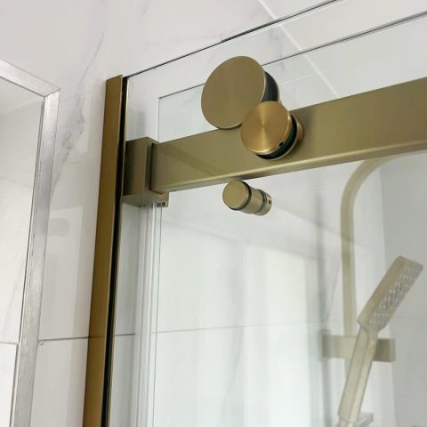 Fameless Glass Alcove 1600wx1950hmm Shower Sliding Door Brushed Gold - Image 10