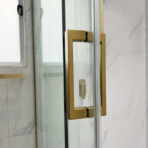 Fameless Glass Alcove 1600wx1950hmm Shower Sliding Door Brushed Gold - Image 9