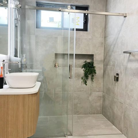 Fameless Glass Alcove Shower 1600wmm Sliding Door Brushed Nickel - Image 2