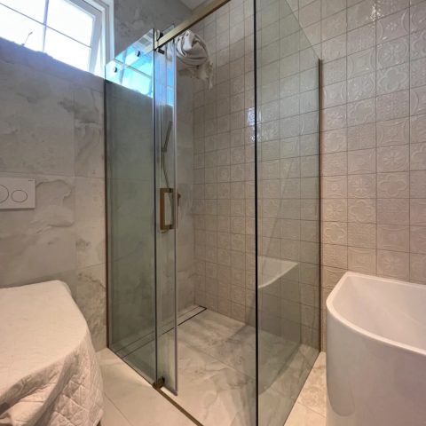 Frameless Glass 1500wx900dmm Sliding Door Brushed Gold - Image 2