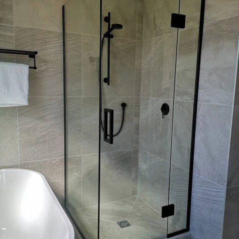 Frameless 900wmm Shower Swing Door Square Matte Black - Image 6