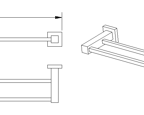 Towel Rail 600mm Square Black Double Bar - Image 3