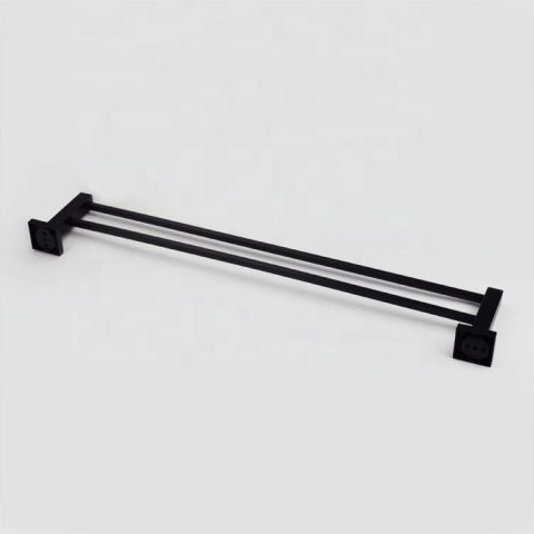 Towel Rail 600mm Square Black Double Bar - Image 2