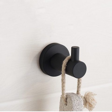 Bathroom Bedroom Cloth Hook Black Round - Image 4