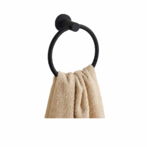 Modern Round Towel Ring – Matte Black - Image 3