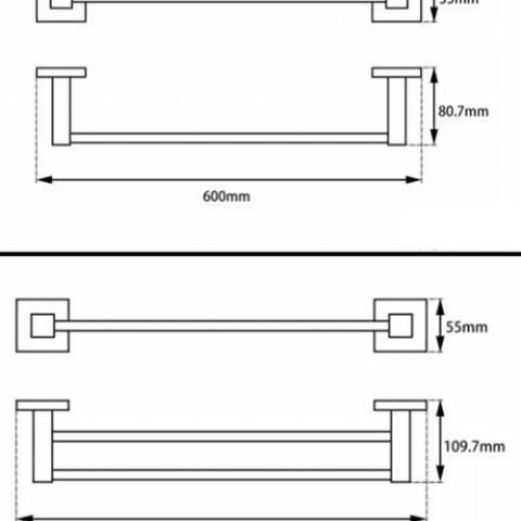 Towel Rail Black Round Double Bars - Image 5