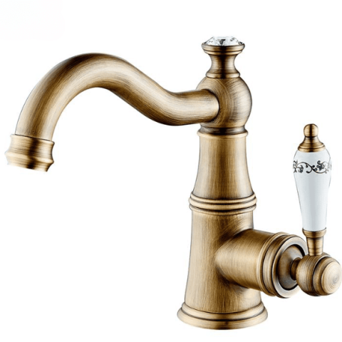 Vintage Crystal Top Basin Mixer – Antique Brushed Brass - Image 2