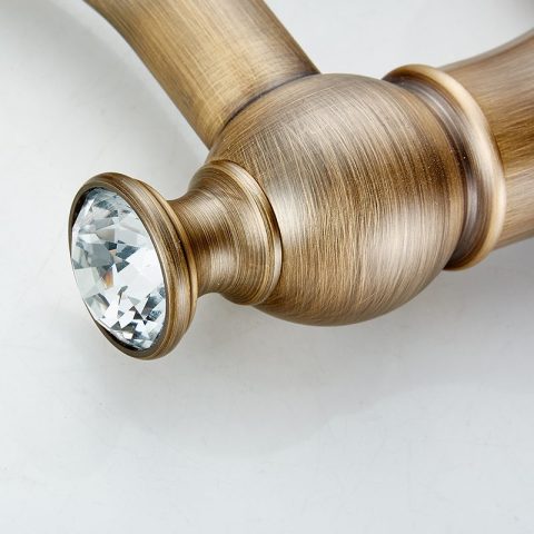 Vintage Crystal Top Basin Mixer – Antique Brushed Brass - Image 4
