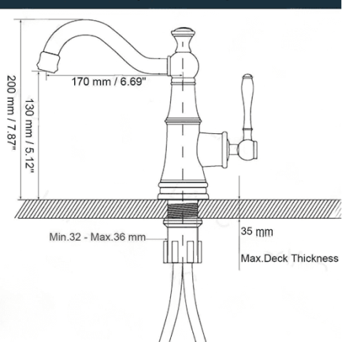 Vintage Crystal Top Basin Mixer – Antique Brushed Brass - Image 5