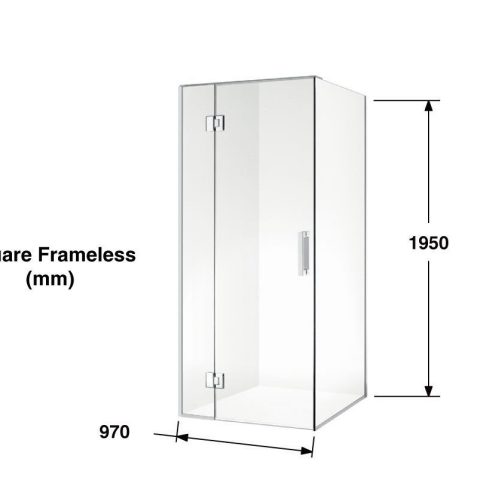 Frameless 1000wx1000dmm Shower Glass Swing Door Matte Black Square - Image 6
