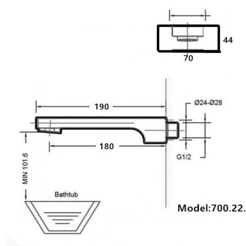 Bathroom Solid Bath Spout - Image 2