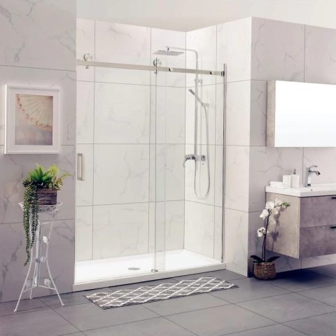 Frameless Glass Alcove 1200wmm Sliding Shower Door  Brushed Nickel - Image 13