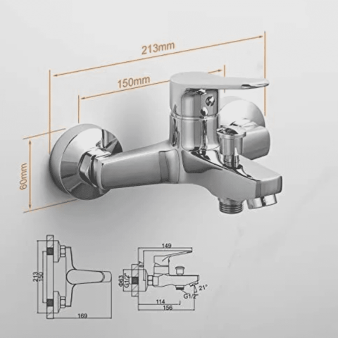 Bathroom Bath Tap Two function Mixer Spout - Image 2