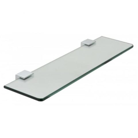 Minimalist Floating Glass Shelf - Polished Chrome - Image 2