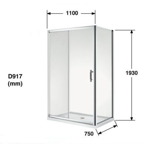 Framed Rectangle 1100w x750dmm Shower Box  Inc Sliding Door+Tray+Wall liner - Image 8