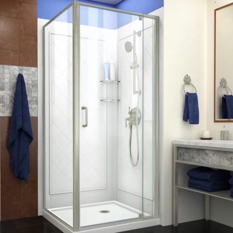 Framed 900wx900dmm Shower SwingDoor Glass Square Inc Glass+Tray+Liner - Image 3