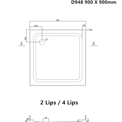 Framed 900wx900dmm Shower SwingDoor Glass Square Inc Glass+Tray+Liner - Image 9