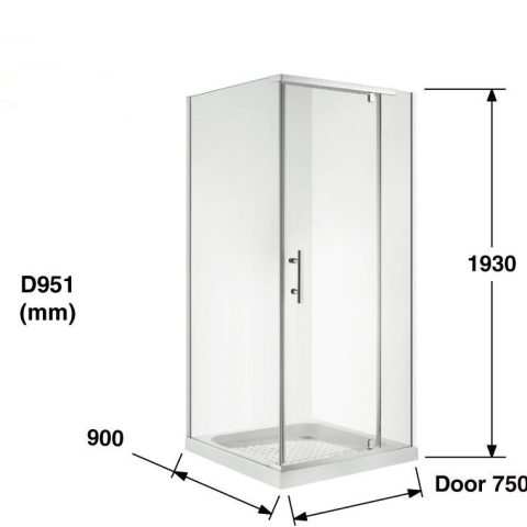 Framed Alcove 1000wmm Shower 3 Side Swing Door Inc Liner Tray - Image 7