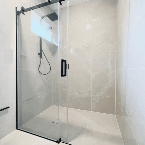 Frameless Rectangle Shower 1500wmm Sliding Door Matte Black - Image 2
