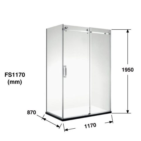 Frameless 1200wx900dmm Shower Glass Sliding Door Rectange Tray Wall liner Package - Image 8