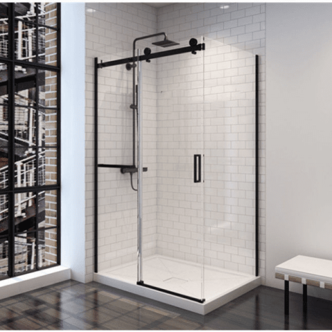 Frameless Rectangle Sliding Door 1200wx1000dx1950hmm Shower Matte Black Nano Coating - Image 8