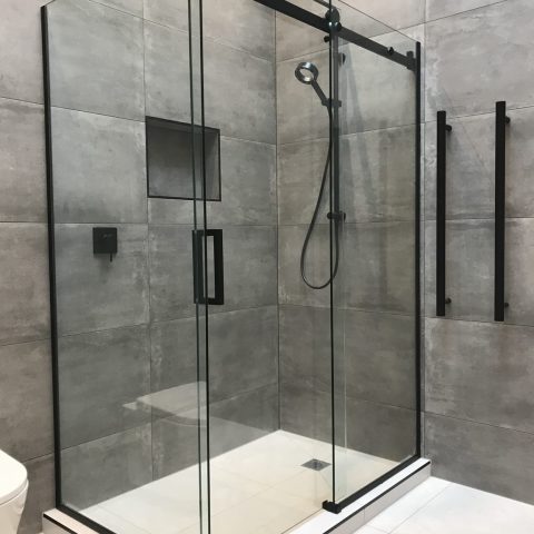 Frameless Shower Glass 1200w x 800dmm Rectangle Sliding Door Matte Black Nano Coating - Image 3