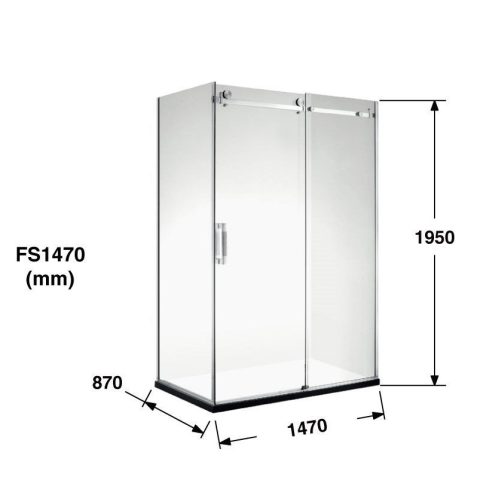 Frameless Shower 1470wx870dmm Sliding Door Chrome Nano Coating - Image 11