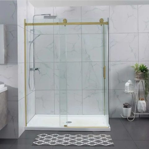 Frameless Glass 1500wx900dmm Sliding Door Brushed Gold - Image 4