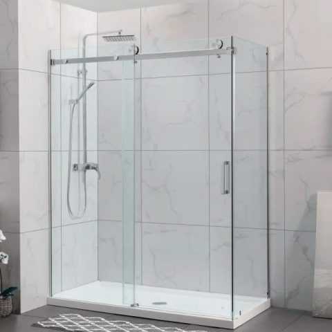 Frameless Shower Glass1200wx900dmm Rectangular Sliding Brushed Nickel - Image 9