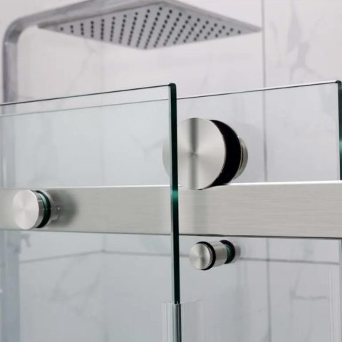 Frameless Shower Glass1200wx900dmm Rectangular Sliding Brushed Nickel - Image 10