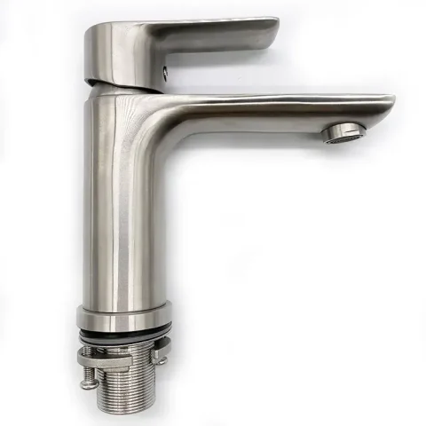 Vanta Modern Flat Handle Basin Mixer – Brushed Nickel - Image 9