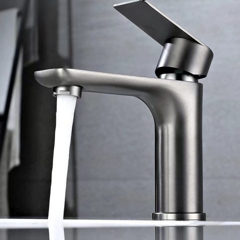 Vanta Modern Flat Handle Basin Mixer – Gun Metal - Image 1