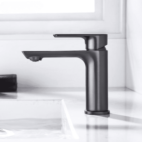 Vanta Modern Flat Handle Basin Mixer – Gun Metal - Image 2