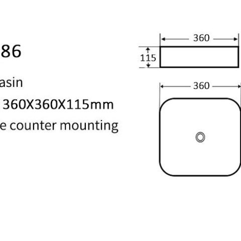Counter top Ceramic Basins Square Glossy white - Image 3