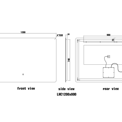 LINA Framed Rectangle Back-Lit 1200mm LED Mirror - Brushed Gold - Image 2