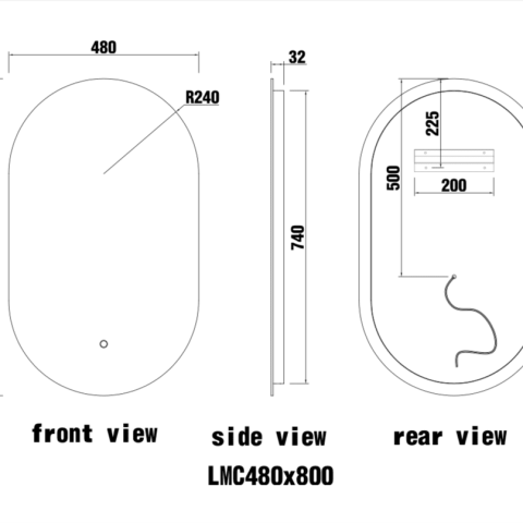 OVA Frameless Oval Back-Lit LED Mirror – 480x800mm - Image 8