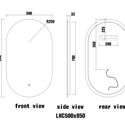 OVA Frameless Oval Back-Lit LED Mirror – 500x850mm - Image 7
