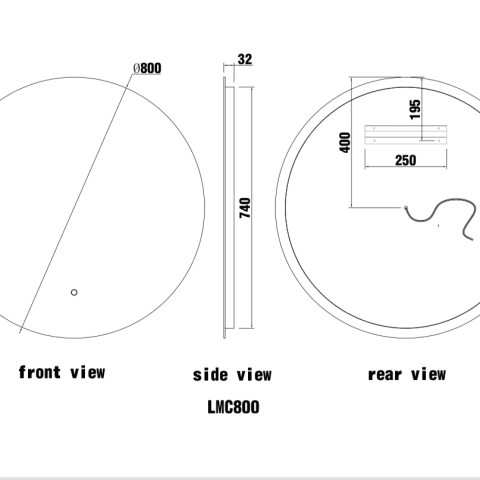 ORA Frameless Round Back-Lit LED Mirror – 800mm - Image 9