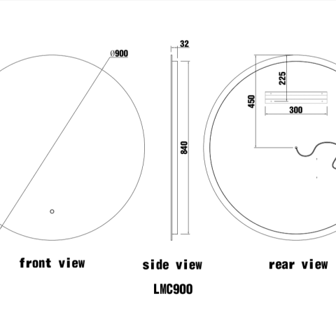 ORA Frameless Round Back-Lit LED Mirror - 900mm - Image 9