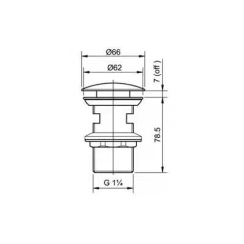 32mm Mushroom Pop-Up Waste with Overflow - Gun Metal - Image 5