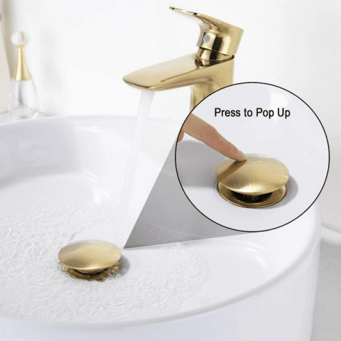 32mm Mushroom Pop-Up Waste With Overflow – Brushed Gold - Image 5
