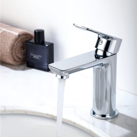 Vanta Modern Flat Handle Basin Mixer – Polished Chrome - Image 2