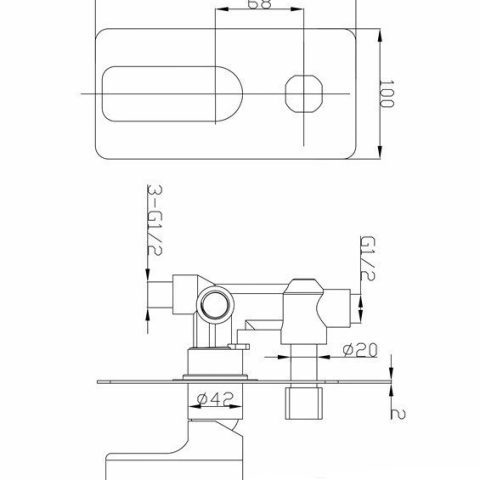 Shower Mixer Square and Round With Divider - Image 2
