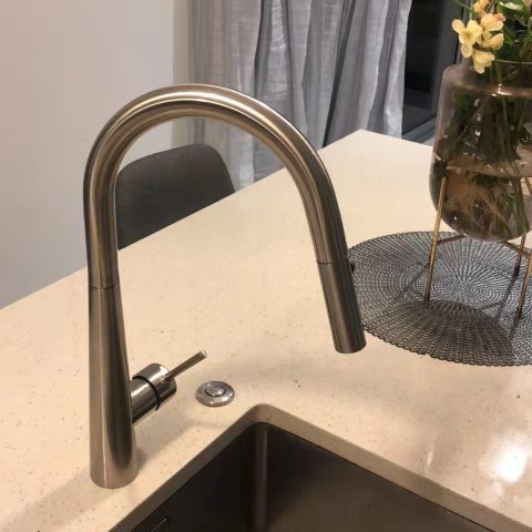 Modern Cone-Base Pull-Out Mixer - Brushed Nickel - Image 2