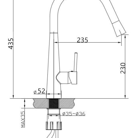 Modern Cone-Base Pull-Out Kitchen Mixer - Dark Gold - Image 2