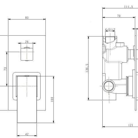 Bathroom Matte Black Square Two function Bath Mixer - Image 4
