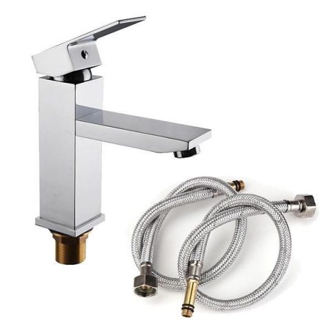 Modern Square Basin Mixer - Polished Chrome - Image 4