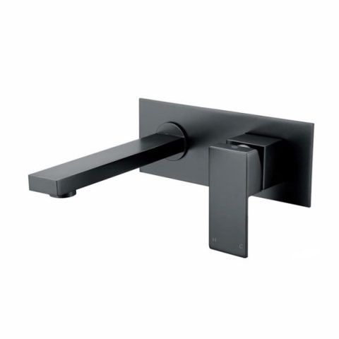 Bathroom Bath Spout & Mixer Square Black - Image 1